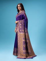 Violet pashmina silk saree for wedding