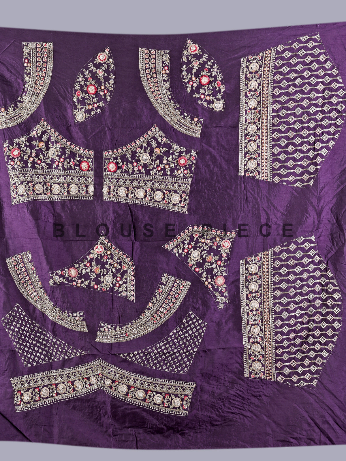 Violet raw silk lehenga choli with zardosi work