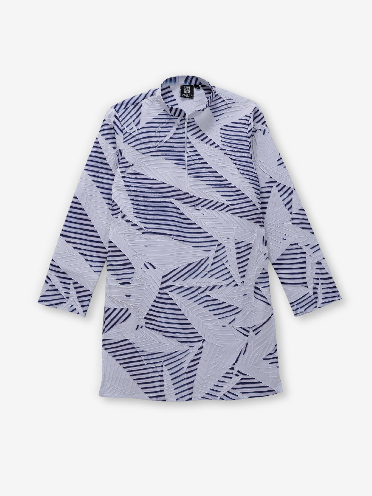White and blue cotton kurta suit for boys