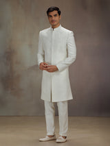 White chanderi silk classic indo western
