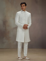 White chanderi silk classic indo western