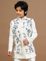 White embroidery wedding style waistcoat set