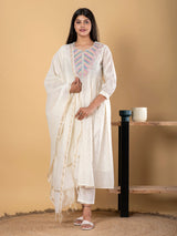 White festive wear chiffon kurti set