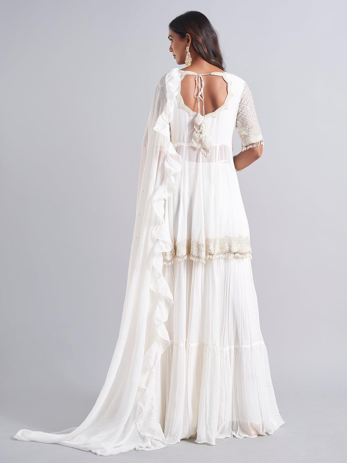 White georgette lehenga salwar suit