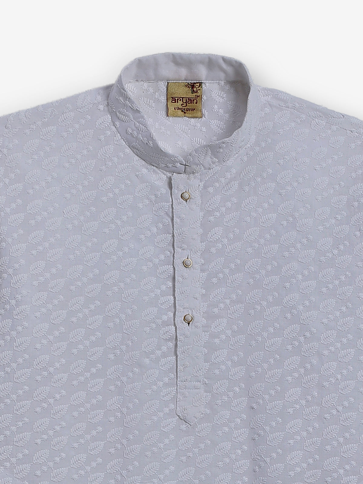 White lucknowi georgette boys kurta suit