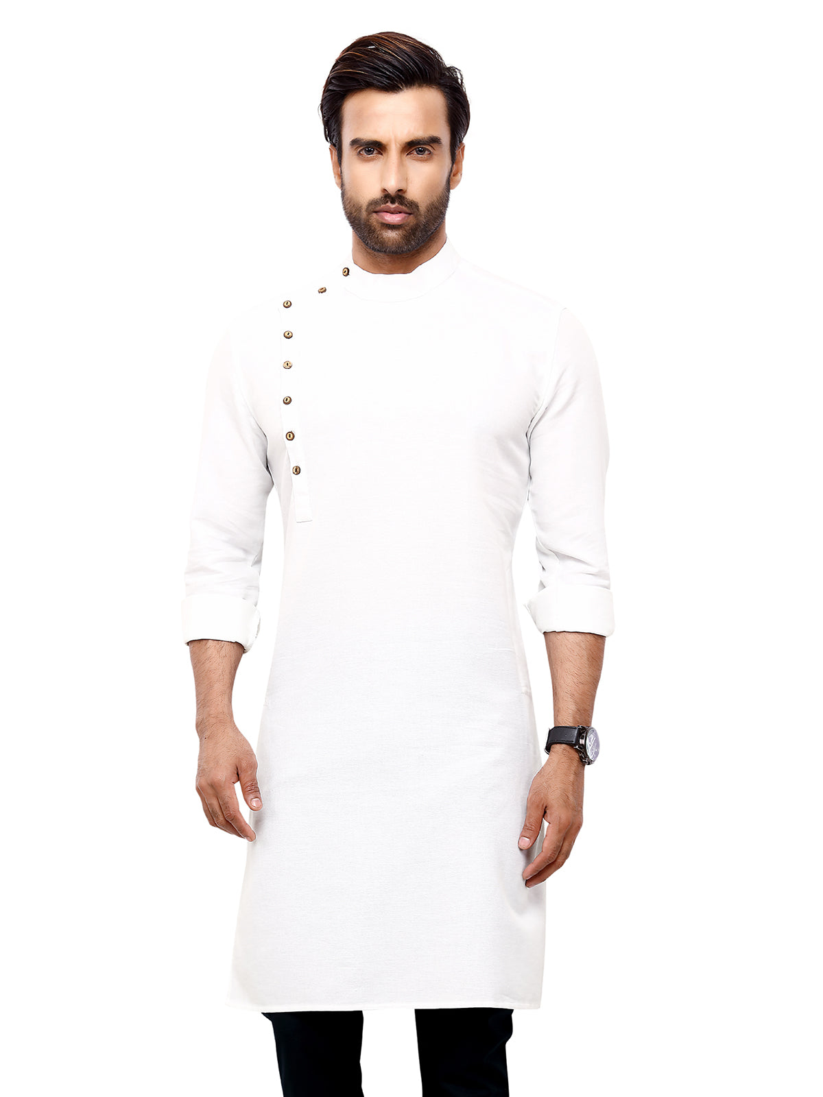 White plain kurta suit in cotton
