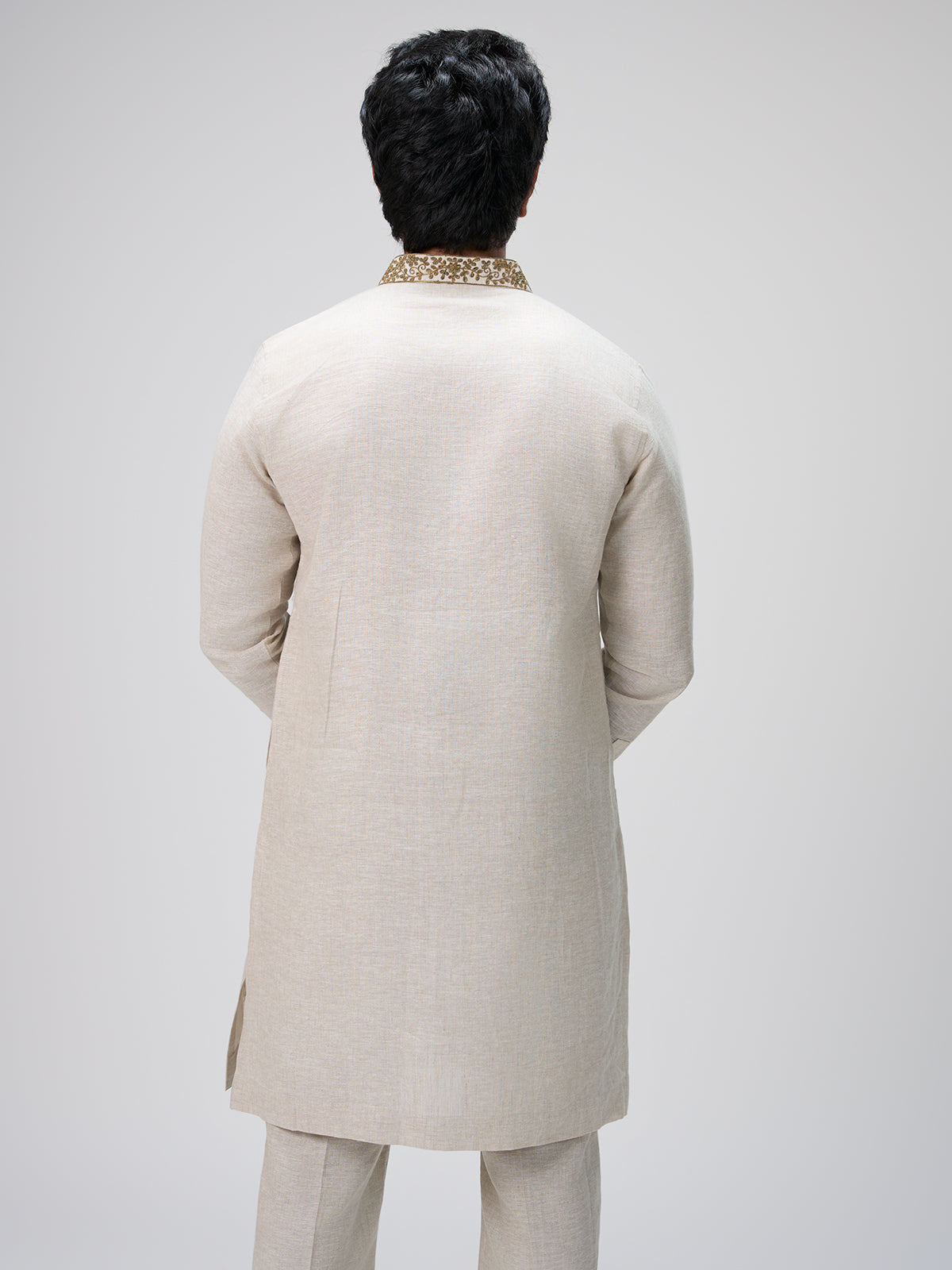 White soft threadwork kurta suit men