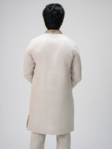 White soft threadwork kurta suit men