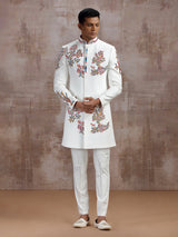 White terry rayon indo western with dupatta