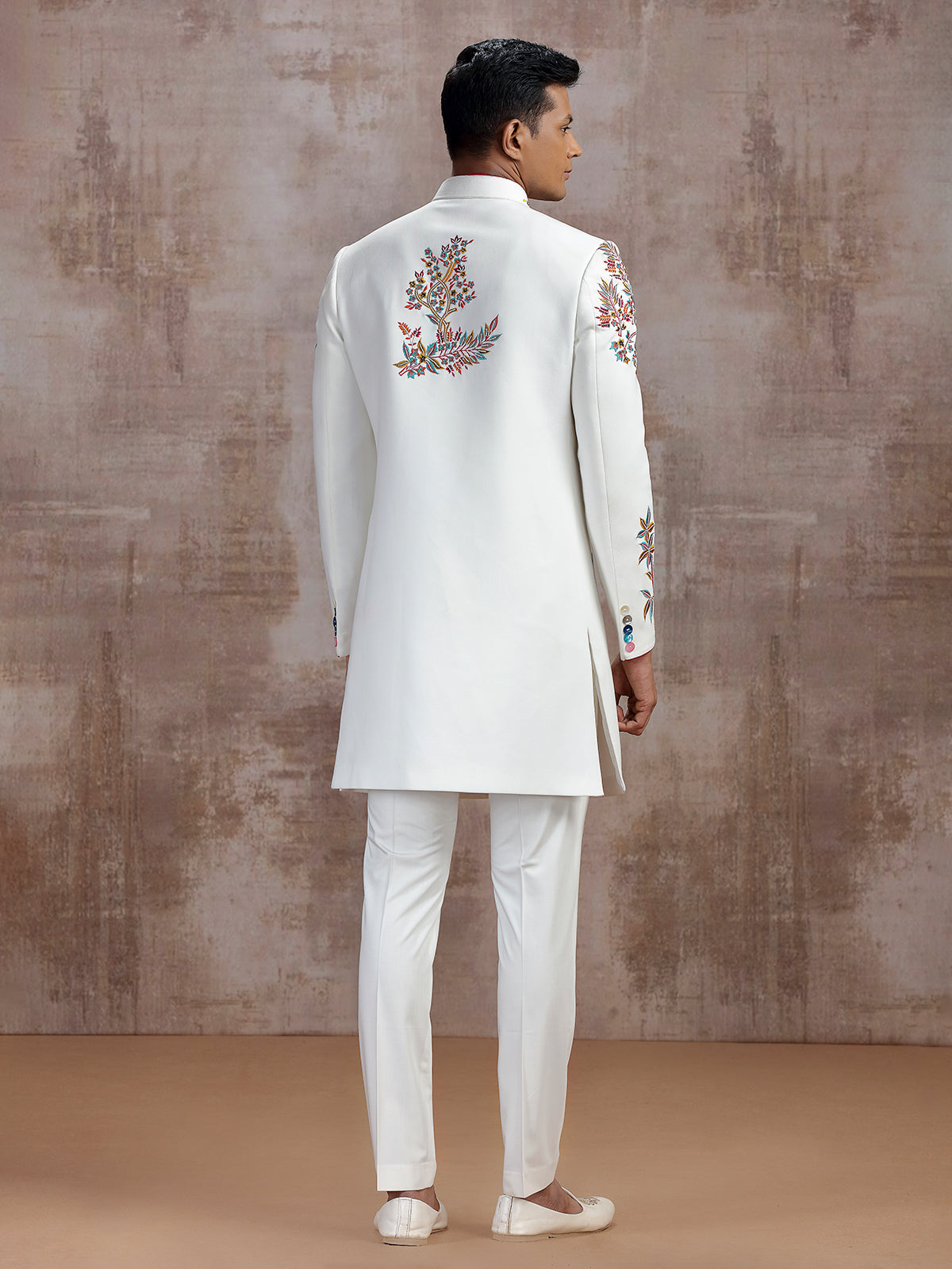 White terry rayon indo western with dupatta