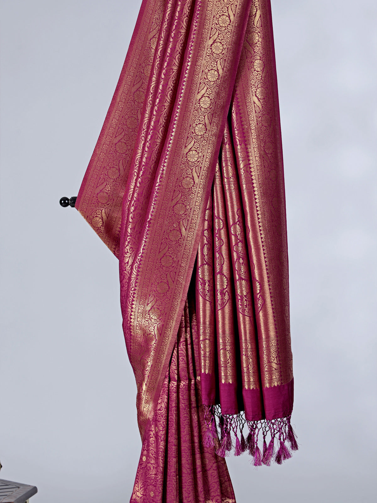 Wine art silk saree with zari detailing for women