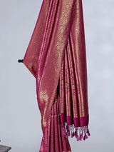 Wine art silk saree with zari detailing for women