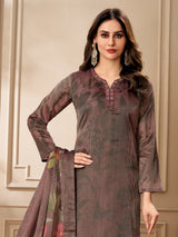Wine printed organza salwar suit