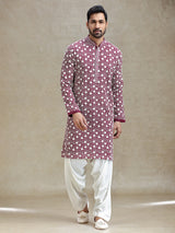 Wine shades kurta set for festive charm