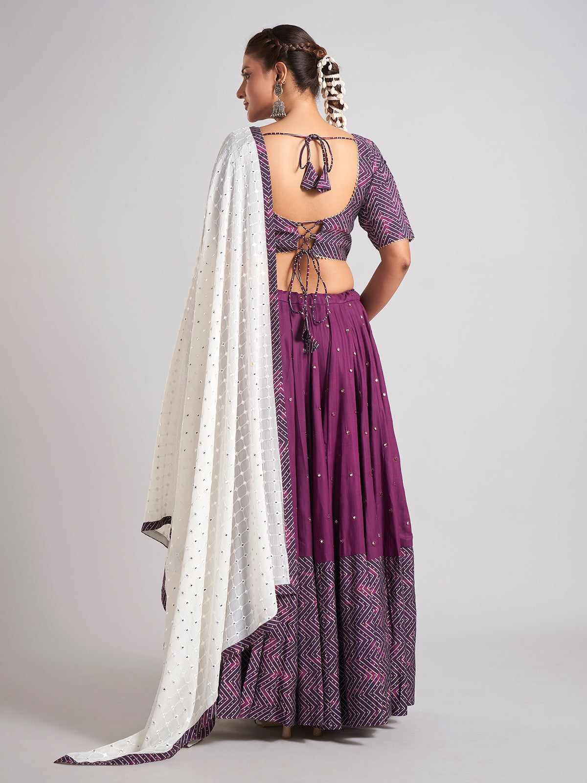 Wine silk gota weaving chaniya Choli
