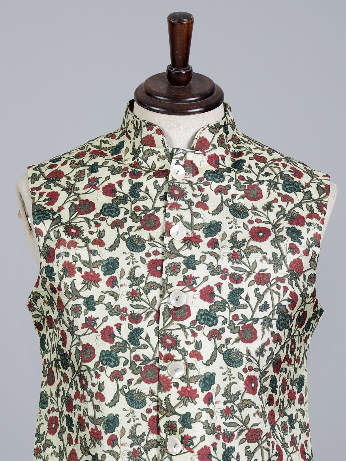 Wine silk printed wedding waistcoat