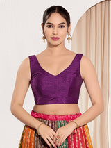 Wine silk ready made blouse for women