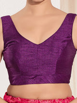 Wine silk ready made blouse for women