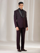Wine terry rayon coat suit with cutdana and beads work