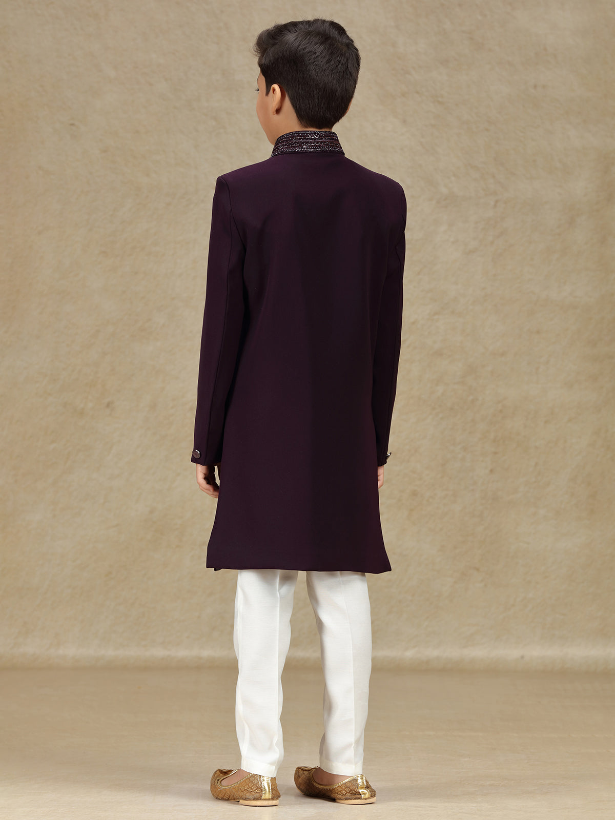Wine wedding wear terry rayon indowestern