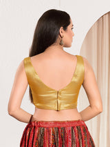 Yellow gold mulburry silk zari sweetheart neck blouse
