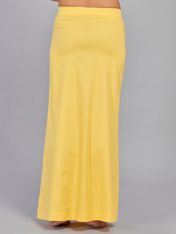 Yellow plain lycra cotton petticoat