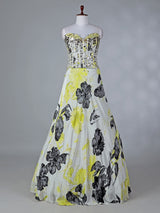 White satin silk lehenga choli with floral print