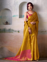 Yellow tissue silk saree radiance