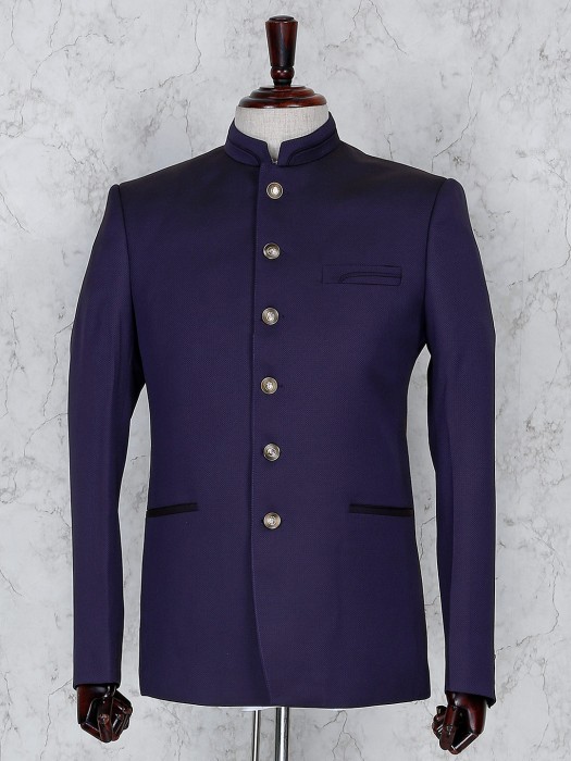 Purple Terry Rayon Fabric Solid Jodhpuri Blazer