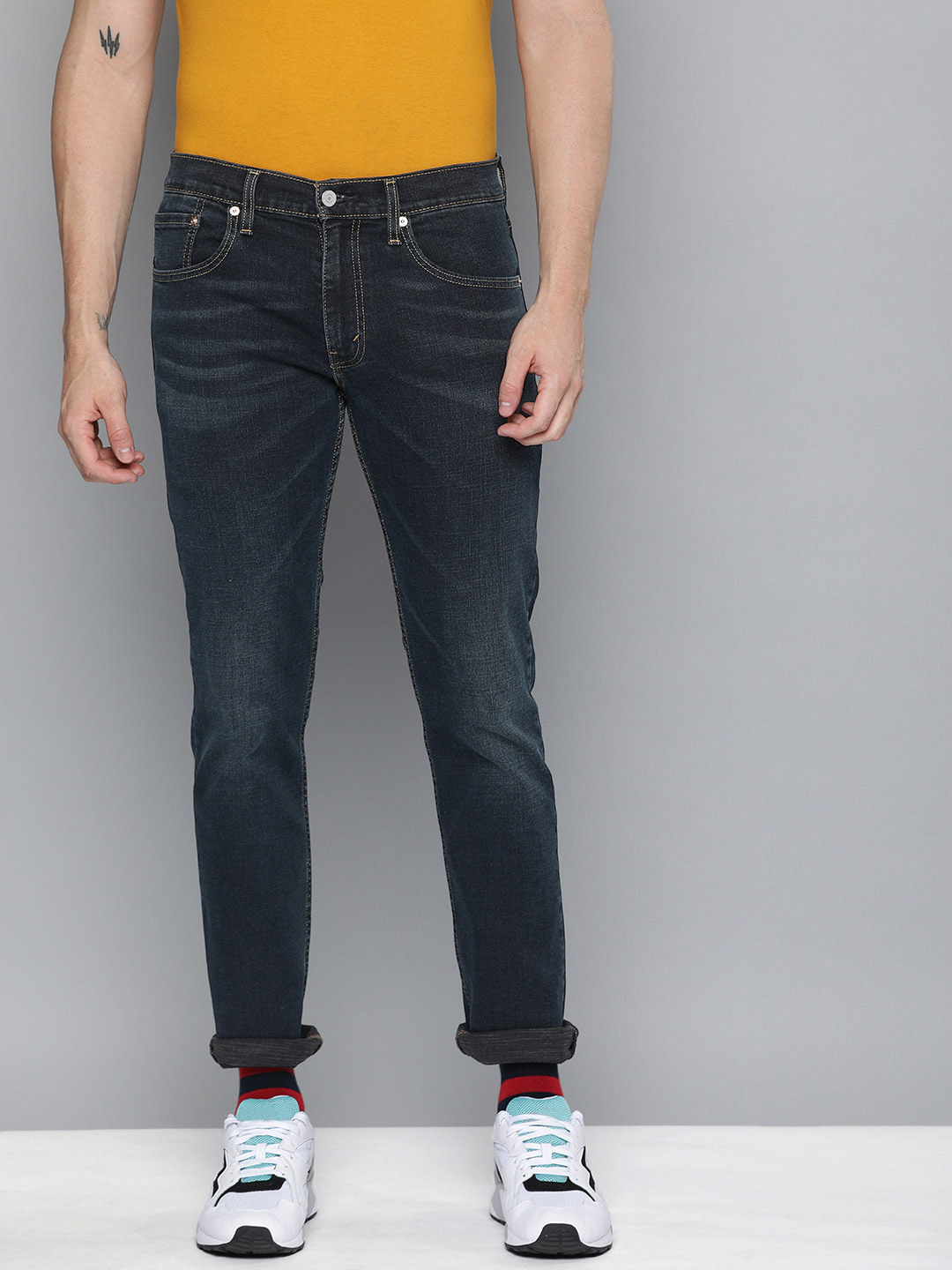 Levis 65504 skinny fit solid navy jeans 