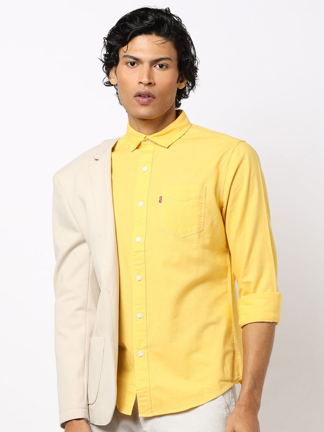 Levis yellow casual wear solid shirt 