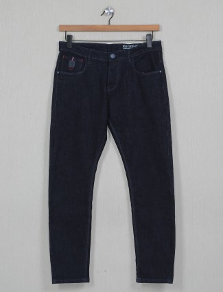 4SIXTY5 solid navy slim fit casual jeans