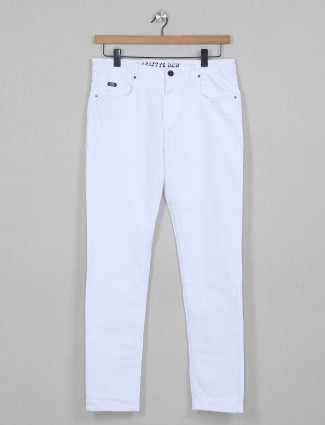 4SIXTY5 solid white mens denim jeans