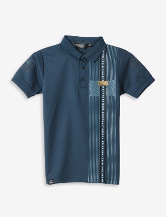 99 BALLOON teal blue printed polo t-shirt