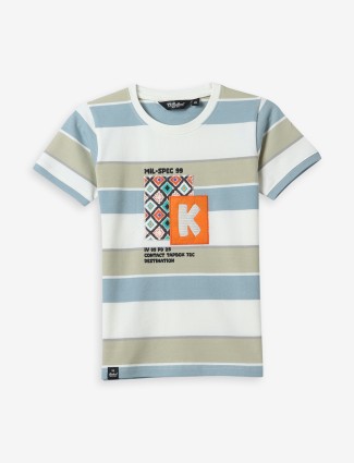 99 BALLOON white and blue stripe t-shirt