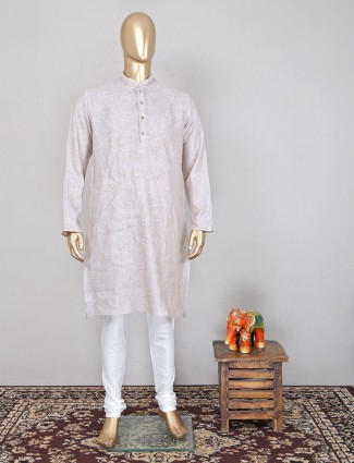 Beige color cotton kurta suit for mens