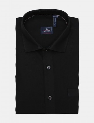  Ginneti  solid black formal shirt for mens