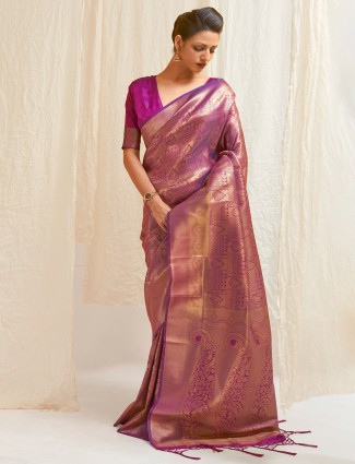  Kanjivaram silk wedding occasion purple saree