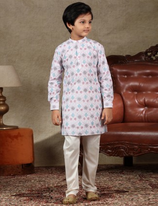 Adorable pink cotton festive wear kurta suit