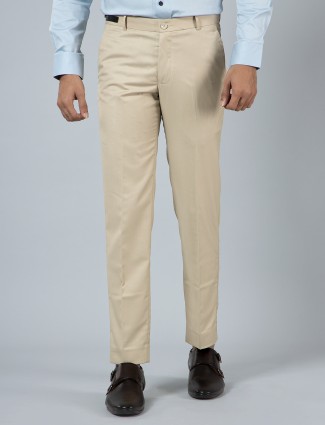 AeBBe solid yellow slim fit formal trouser