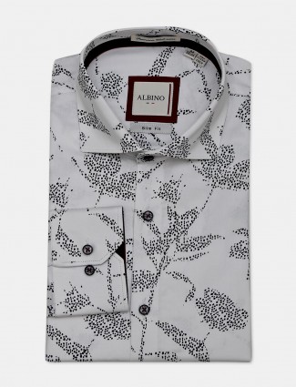 Allbino white cotton printed shirt