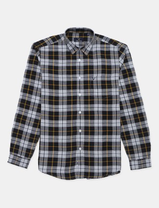 Allen Solly black and white colored checks style cotton casual wear shirt