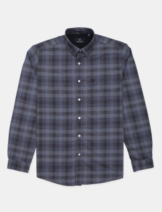 Allen Solly checks style grey hued cotton casual wear shirt