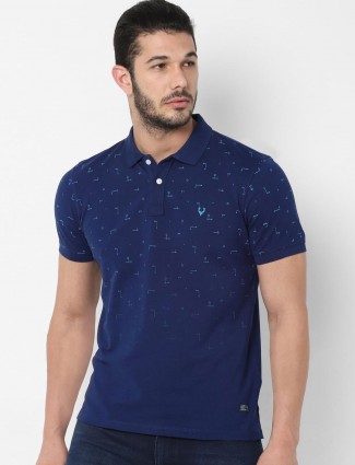 Allen Solly navy printed casual wear t-shirt
