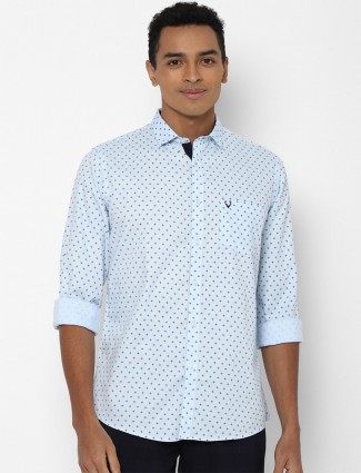 Allen Solly printed cotton casual shirt in powder blue hue