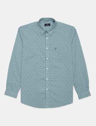Allen Solly printed green casual shirt in cotton