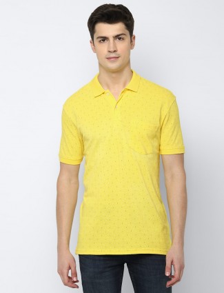 Allen Solly printed yellow cotton t-shirt