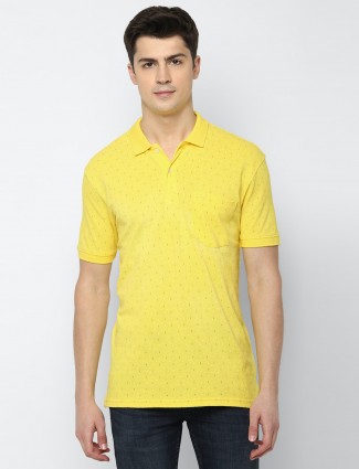 Allen Solly printed yellow polo t-shirt