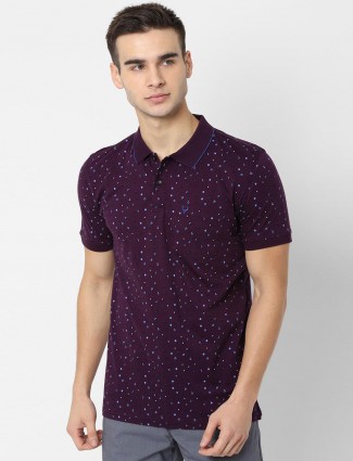 Allen Solly purple printed patch pocket t-shirt