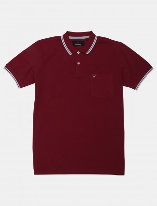 Allen Solly solid maroon stylish cotton t-shirt